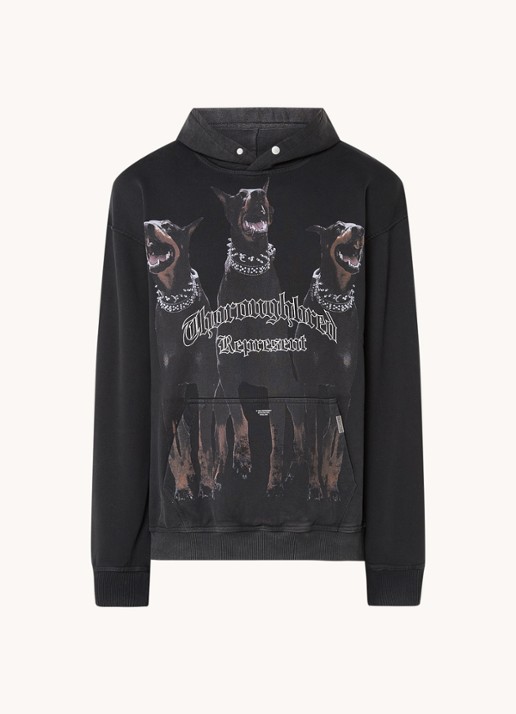 Represent Thoroughbred hoodie met logoprint - voorkant zwart