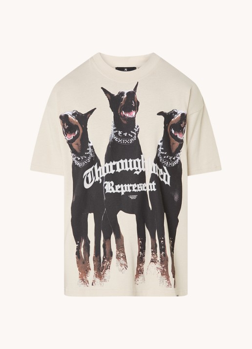 Represent Thoroughbred T-shirt met logoprint - voorkant beige