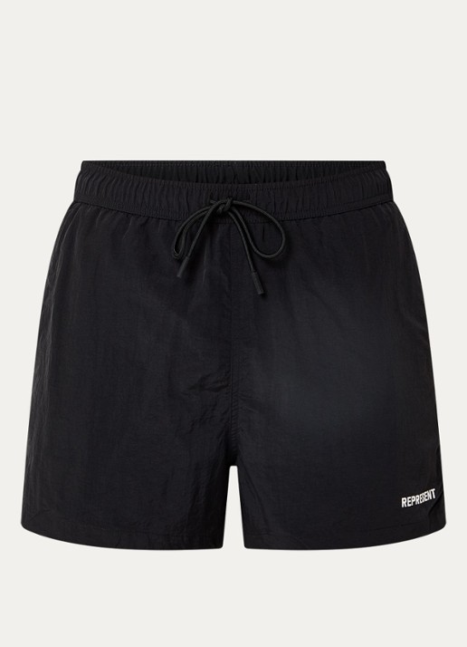 Represent Zwemshorts met logo en paspelzakken - voorkant zwart