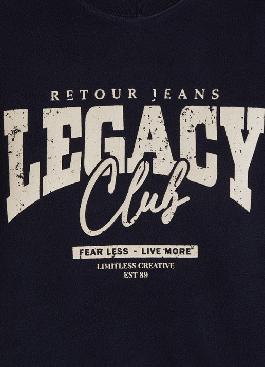 Retour Jeans Boris sweater met print - detail donkerblauw