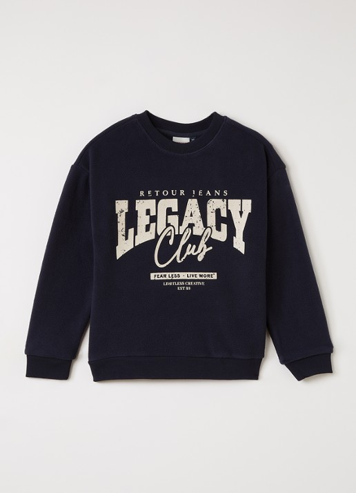 Retour Jeans Boris sweater met print - voorkant 2 donkerblauw