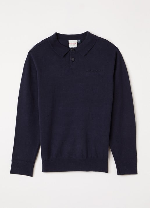 Retour Jeans Dani fijngebreide regular fit polo - voorkant donkerblauw
