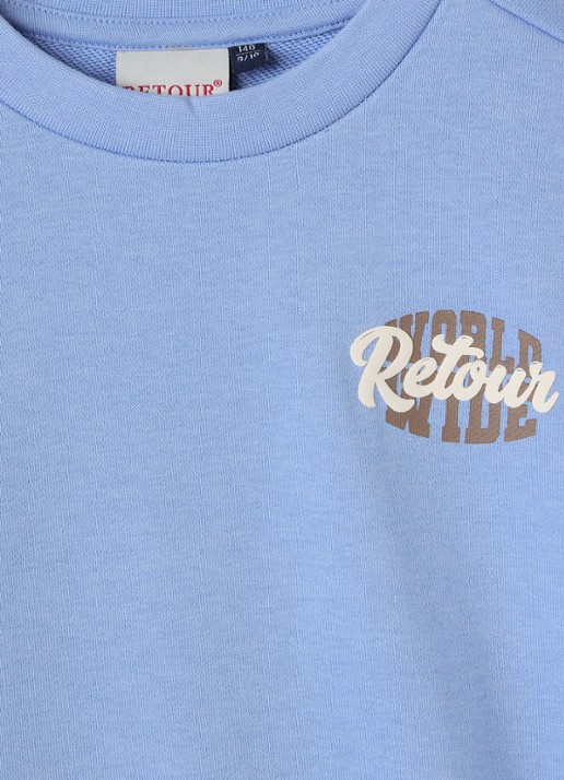 Retour Jeans Eelco sweater met logo- en backprint - detail 3 blauw