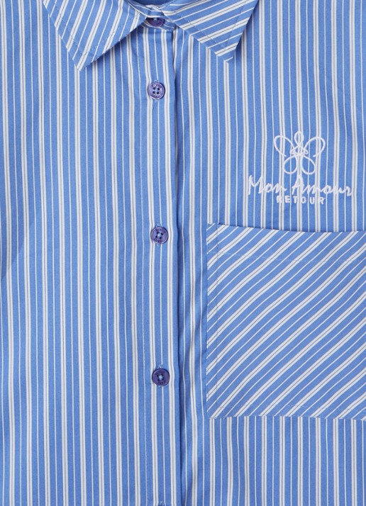 Retour Jeans Gabrina blouse met streepprint - detail 3 staalblauw