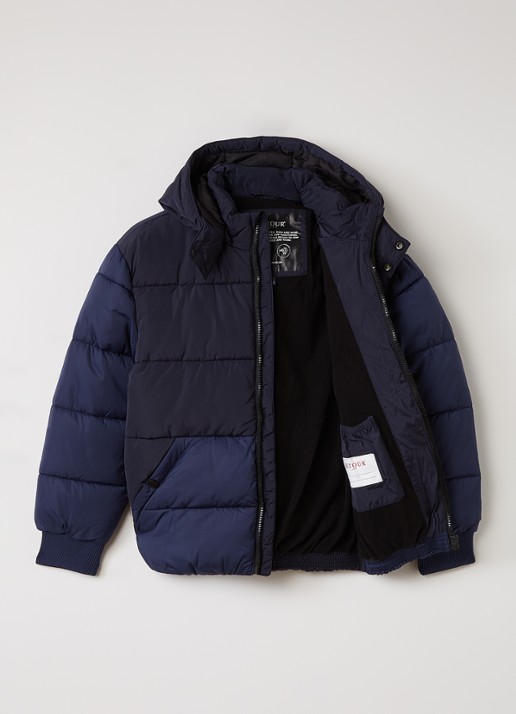 Retour Jeans Guy puffer jack met steekzakken - voorkant 2 donkerblauw