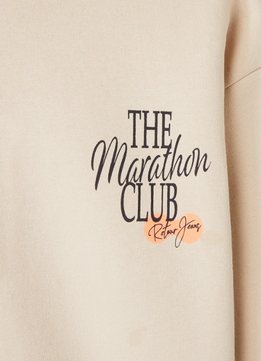 Retour Jeans Harvey hoodie met front- en backprint - detail beige