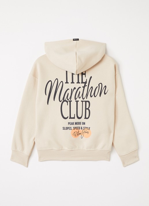 Retour Jeans Harvey hoodie met front- en backprint - voorkant 3 beige