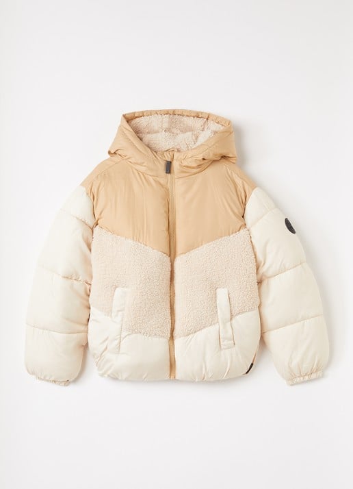 Retour Jeans Ida puffer jack met details van fleece - voorkant 2 beige