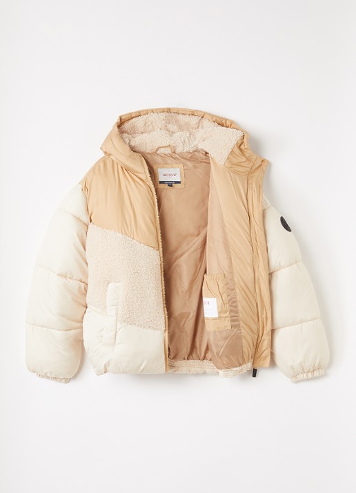 Retour Jeans Ida puffer jack met details van fleece - voorkant 3 beige
