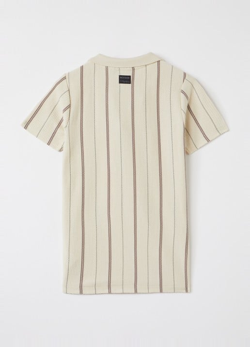 Retour Jeans Joah grofgebreid polo met streepprint - voorkant 2 beige