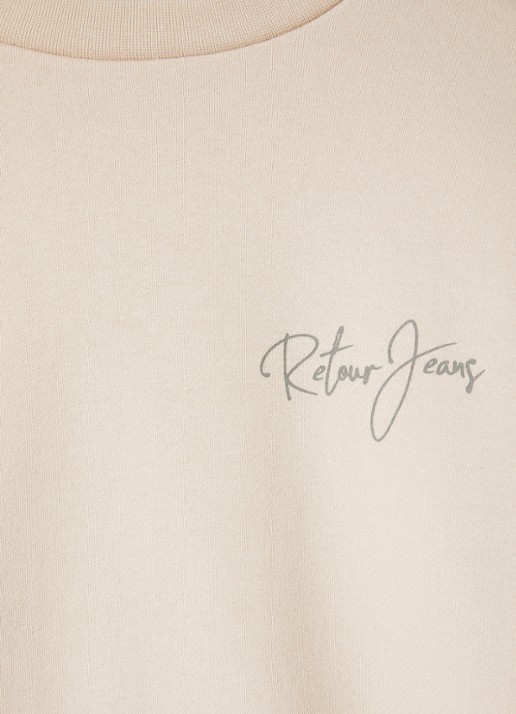Retour Jeans Kelto sweater met logo- en backprint - detail beige
