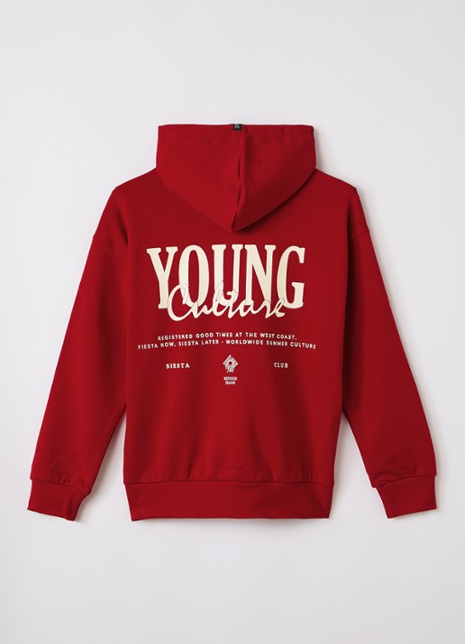 Retour Jeans Marijn hoodie met front- en backprint - voorkant 3 rood