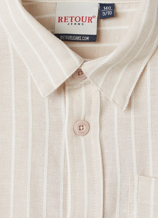 Retour Jeans Miguel blouse ín linnenblend met streepprint - detail 3 beige