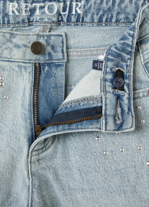 Retour Jeans Mila loose fit korte broek van denim - detail 3 indigo