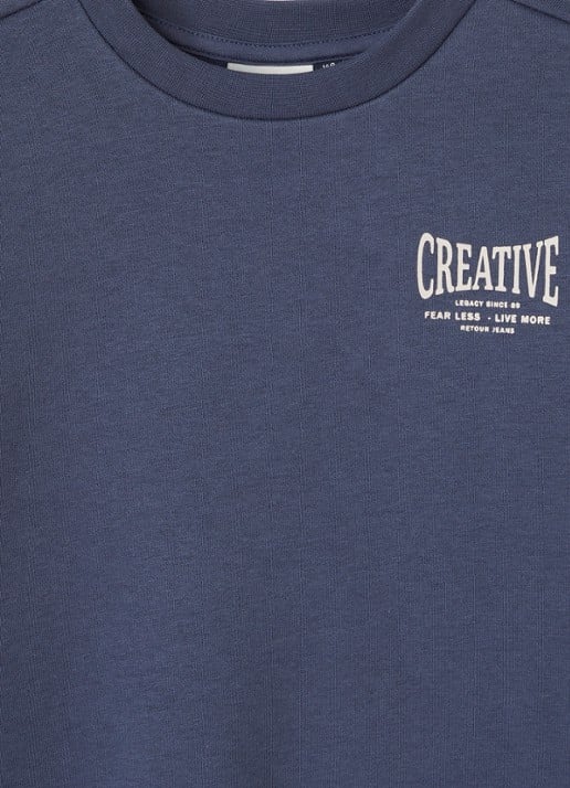 Retour Jeans Otto sweater met logo- en backprint - detail blauw
