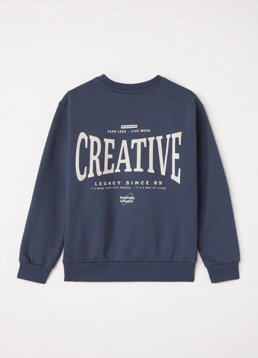 Retour Jeans Otto sweater met logo- en backprint - voorkant 3 blauw