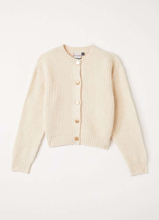 Retour Jeans Ribgebreid vest met ronde hals - voorkant 2 beige