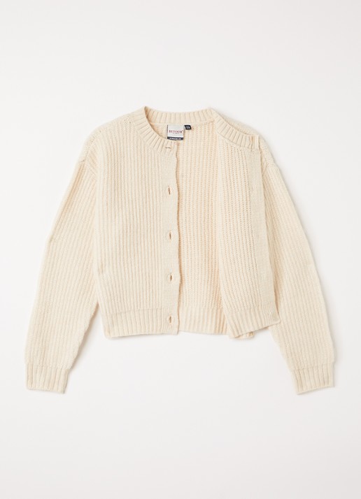 Retour Jeans Ribgebreid vest met ronde hals - voorkant 3 beige