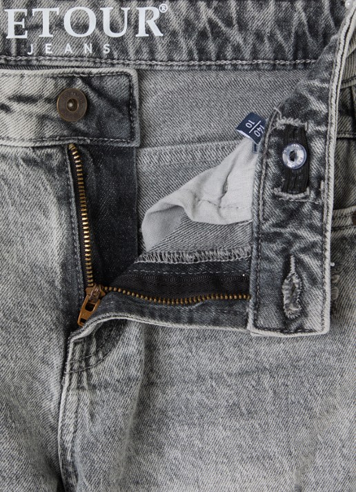 Retour Jeans Rutger loose fit korte broek van denim - detail grijs