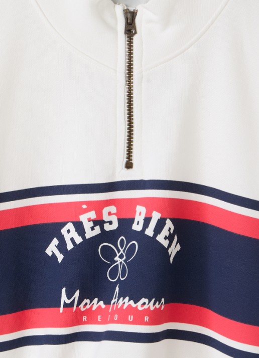 Retour Jeans Shala sweater met halve rits - detail gebroken wit