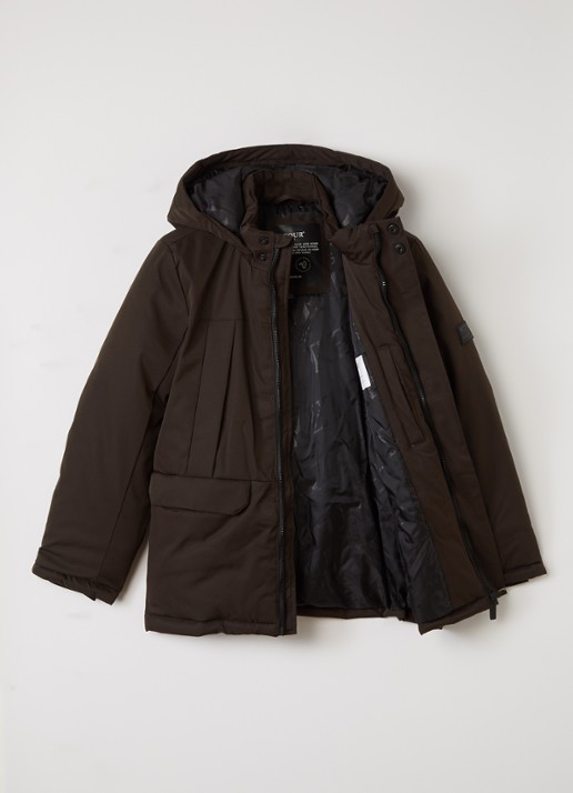 Retour Jeans Wart softshell jack met klepzakken - voorkant 2 donkerbruin