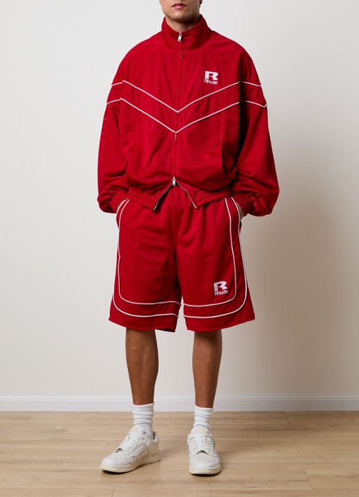 Rhude Jack met logo en opstaande kraag - voorkant 3 kersenrood