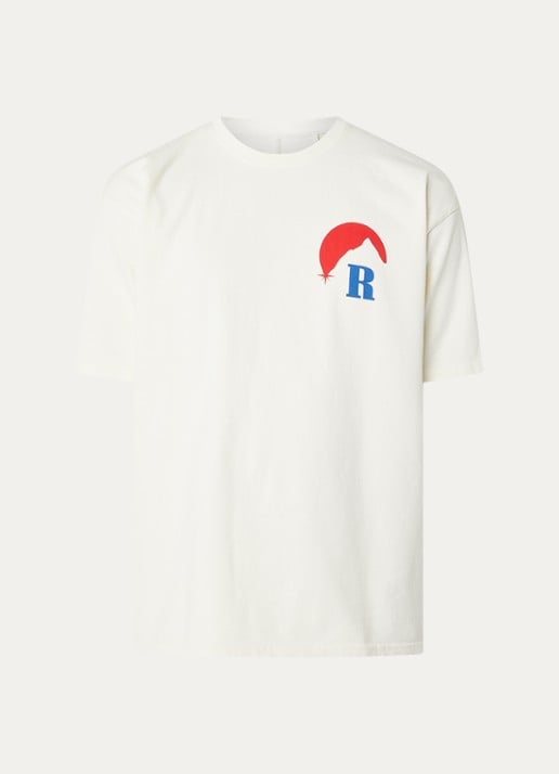 Rhude Moonlight Regatta T-shirt met logo- en backprint - voorkant 4 gebroken wit