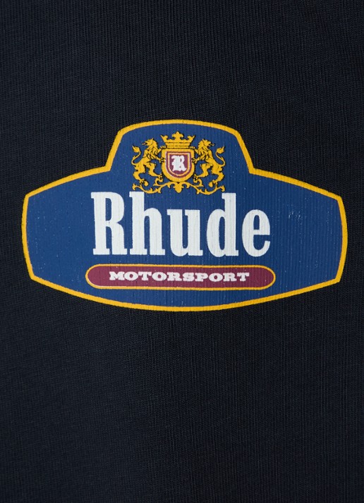 Rhude Racing Crest T-shirt met logo- en backprint - detail 4 donkerblauw