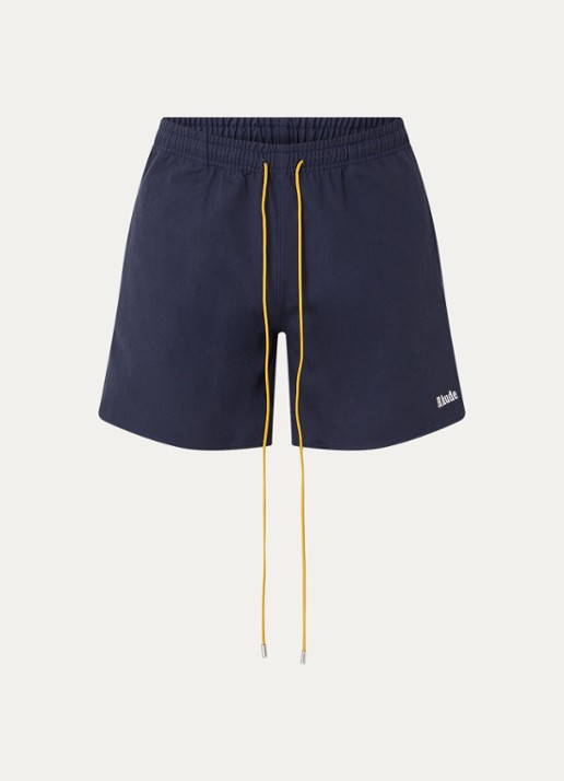 Rhude Straight fit korte broek met elastische band - voorkant 4 donkerblauw