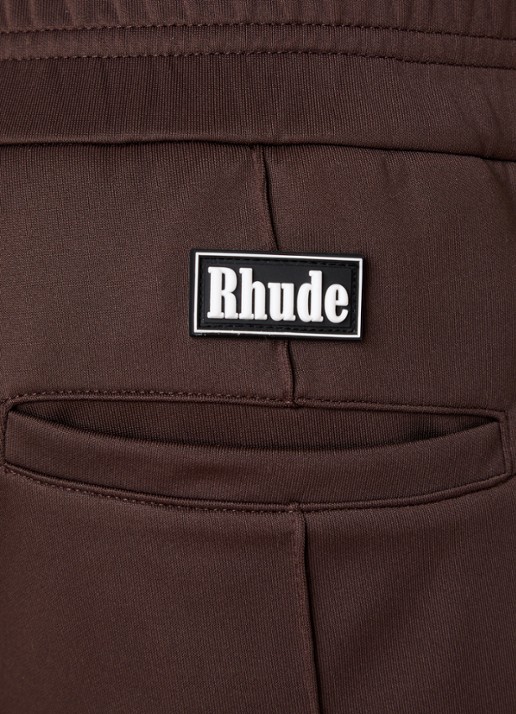 Rhude Trofeo straight fit korte joggingbroek met logo - detail 2 donkerbruin