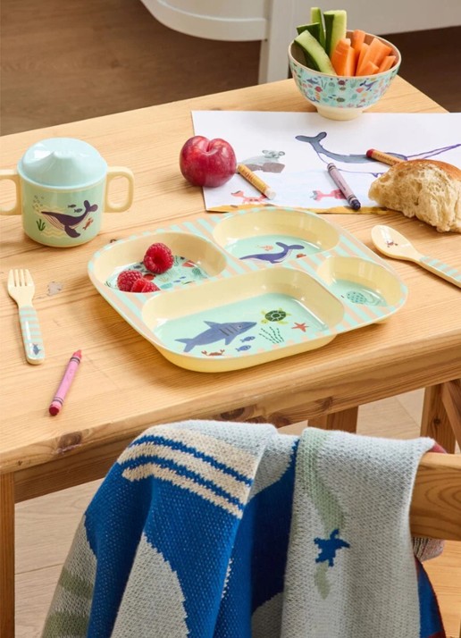 Rice Kinderservies 4-delig - voorkant 2 blauw