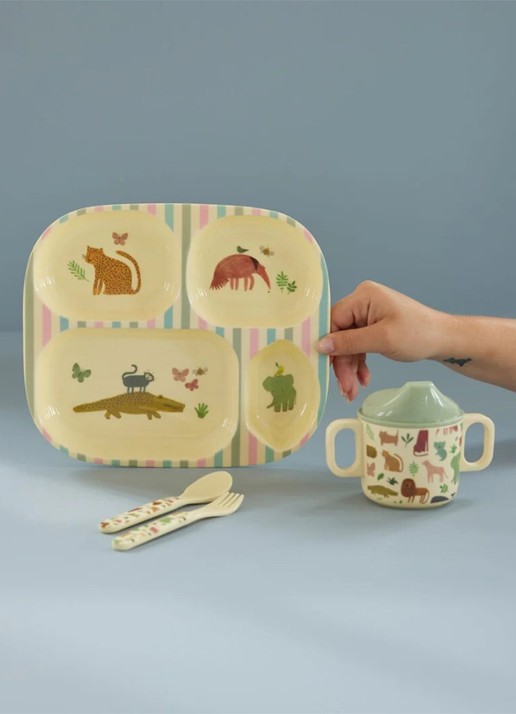 Rice Kinderservies 4-delig - voorkant 2 beige