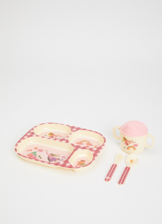 Rice Kinderservies 4-delig - voorkant 2 roze