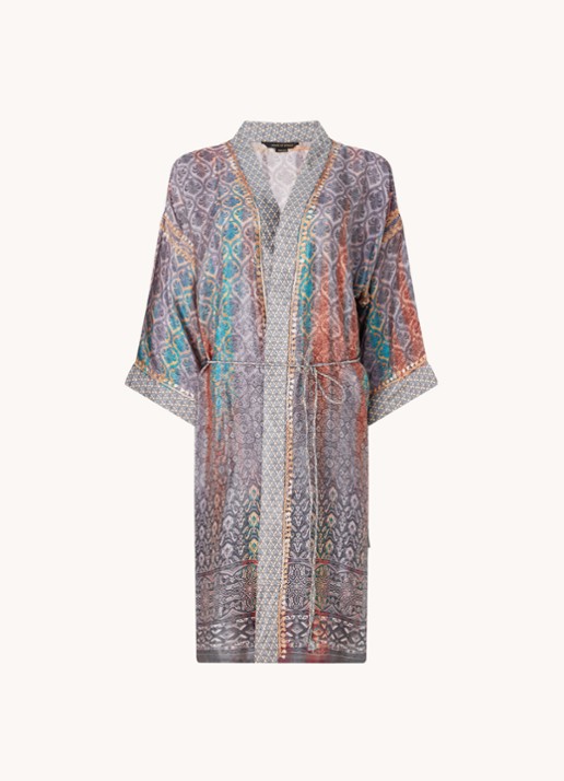 Rituals Jaypur Saree kimono van satijn met print - voorkant lichtblauw
