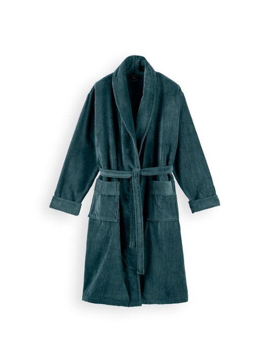 Rituals Super Smooth badjas van katoen - voorkant 2 turquoise