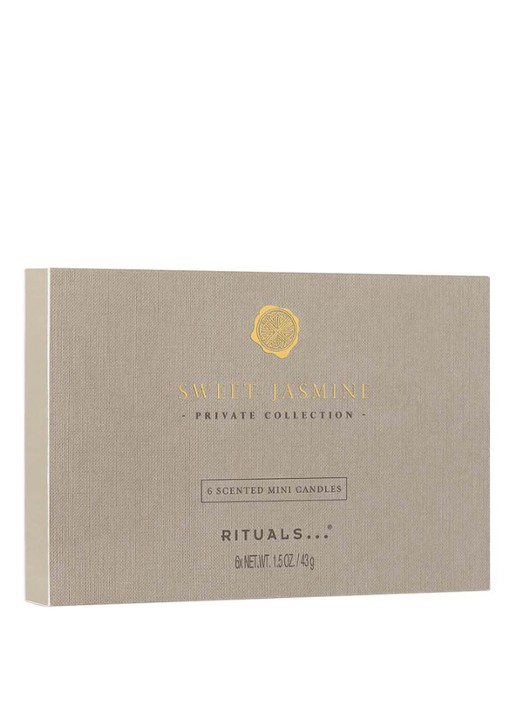 Rituals Sweet Jasmine Mini geurkaars 43 gram set van 6 - voorkant 3 goud