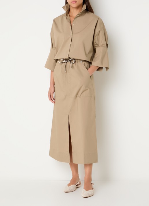 River Woods Blouse met kraag - voorkant 2 donkerbeige