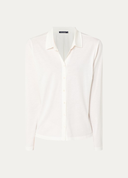 River Woods Blouse met kraag - voorkant 2 gebroken wit