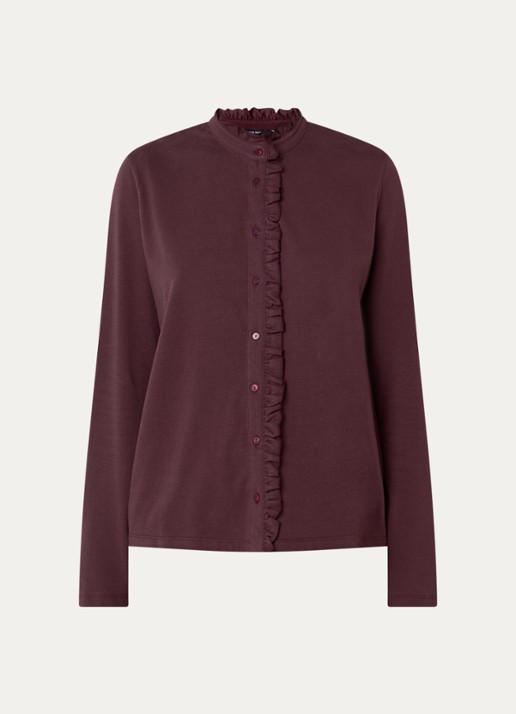 River Woods Blouse met opstaande kraag - voorkant bordeauxrood