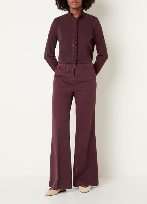 River Woods Blouse met opstaande kraag - voorkant 2 bordeauxrood