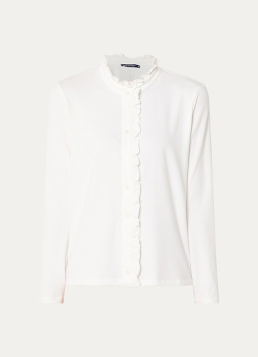 River Woods Blouse met opstaande kraag - voorkant 2 gebroken wit