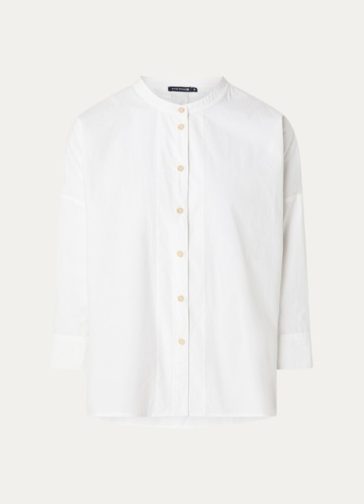 River Woods Blouse met plooidetail - voorkant 2 wit