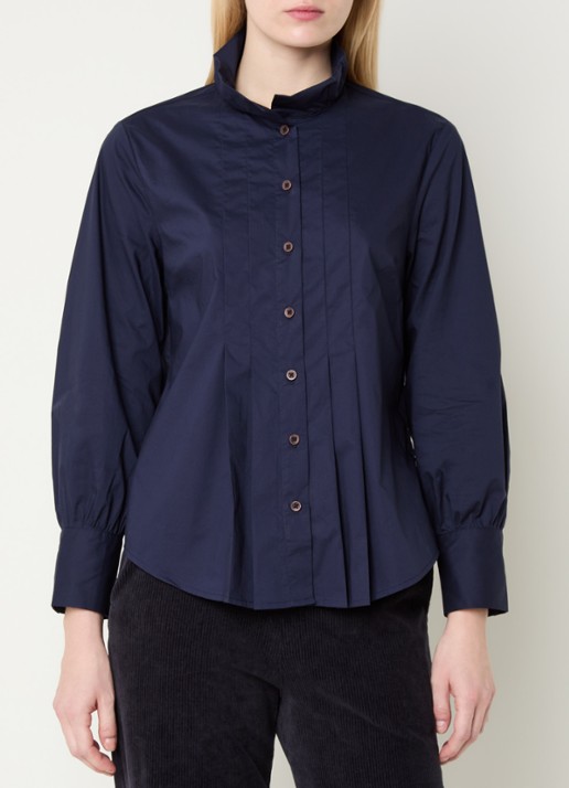 River Woods Blouse met plooidetail - detail blauw