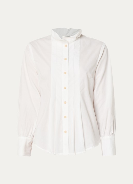 River Woods Blouse met plooidetail - voorkant 3 gebroken wit