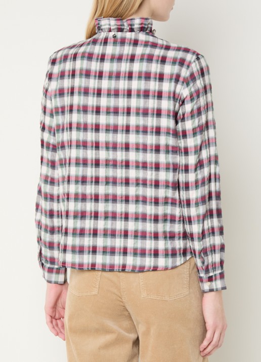 River Woods Blouse met ruitdessin en ruches - achterkant 4 rood