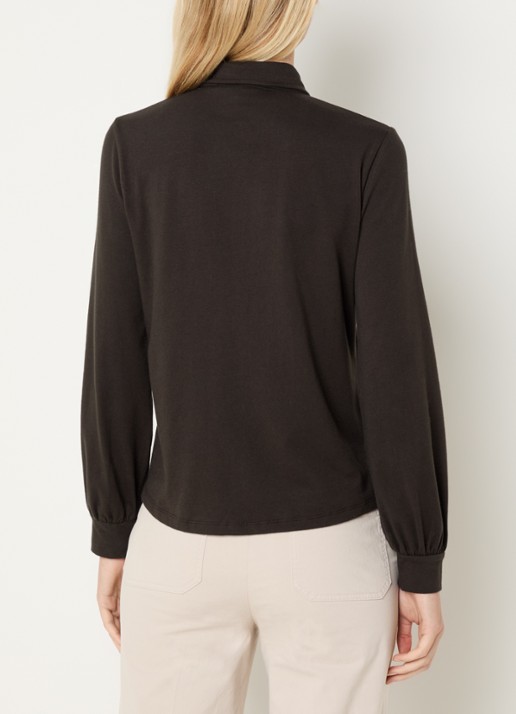 River Woods Blouse met sjaalkraag - achterkant 4 donkerbruin