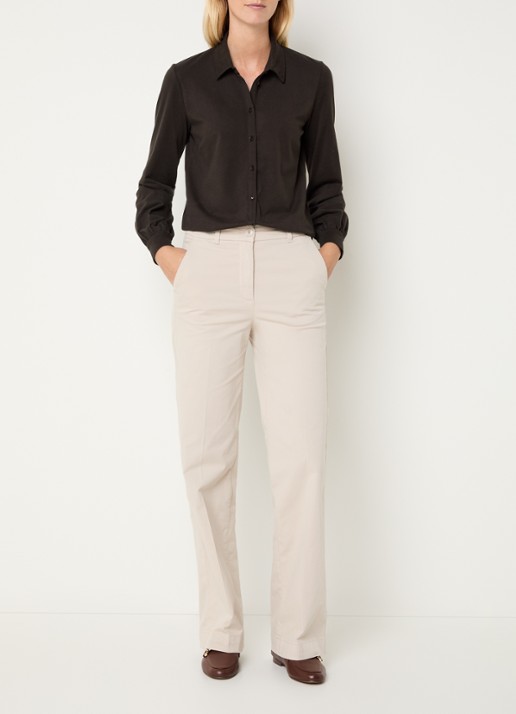 River Woods Blouse met sjaalkraag - voorkant 2 donkerbruin