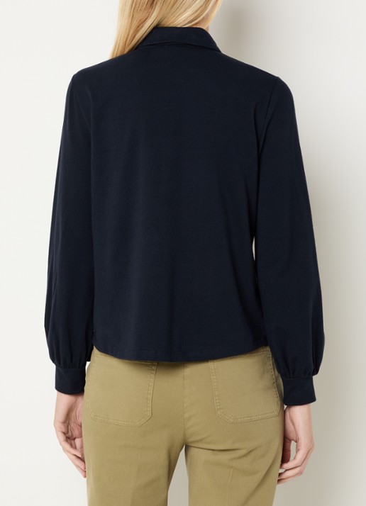 River Woods Blouse met sjaalkraag - achterkant 4 donkerblauw
