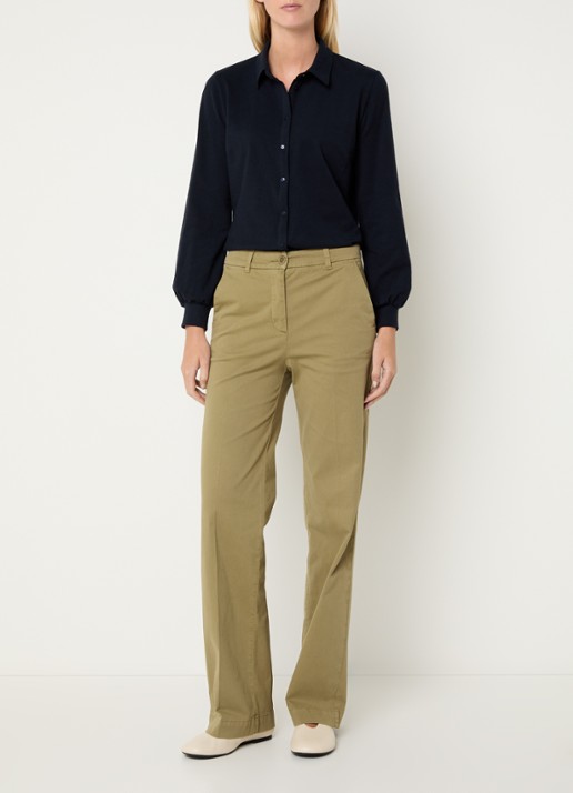 River Woods Blouse met sjaalkraag - voorkant 3 donkerblauw