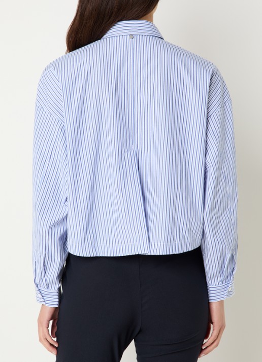 River Woods Blouse met streepprint en strikdetail - achterkant indigo